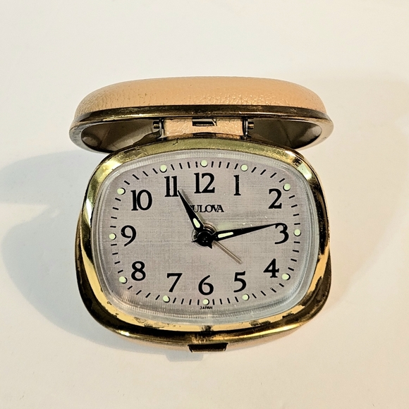 Bulova Other Vintage Bulova Travel Alarm Clock In Leather Case